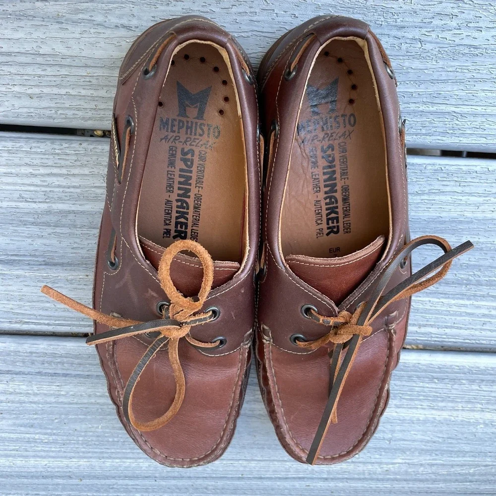 Mephisto Spinnaker Air Relax Boat Shoes Men Brown Leather Size 7.5 Deck Loafer